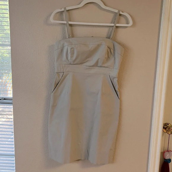 New York and Co, Strapless Mini Dress, With Pockets Kakhi,  Size 4 - Picture 1 of 8